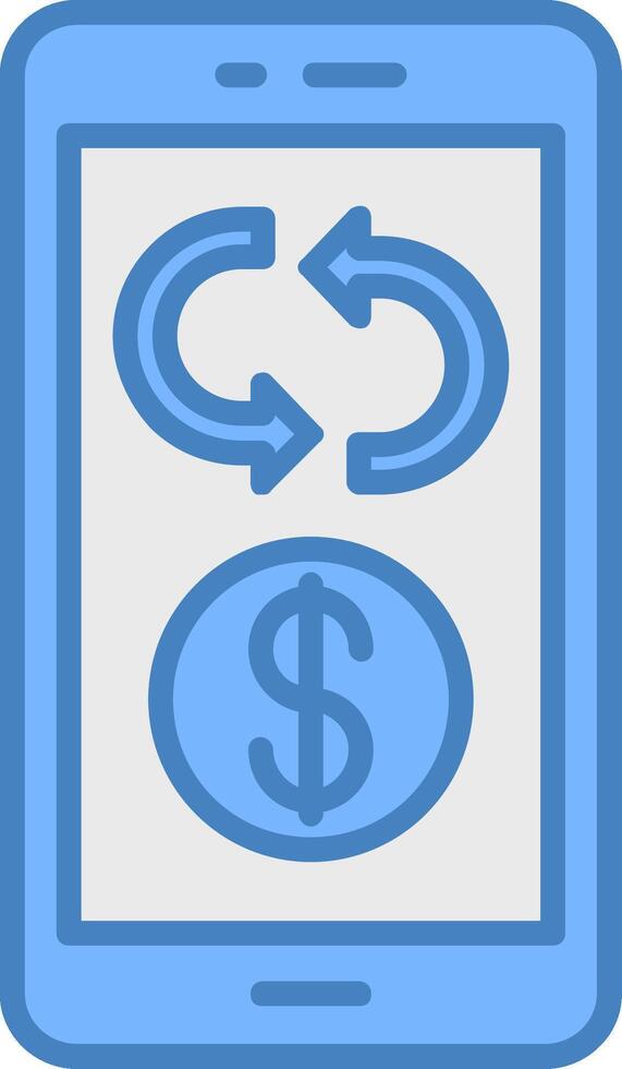 Refund Line Filled Blue Icon vector
