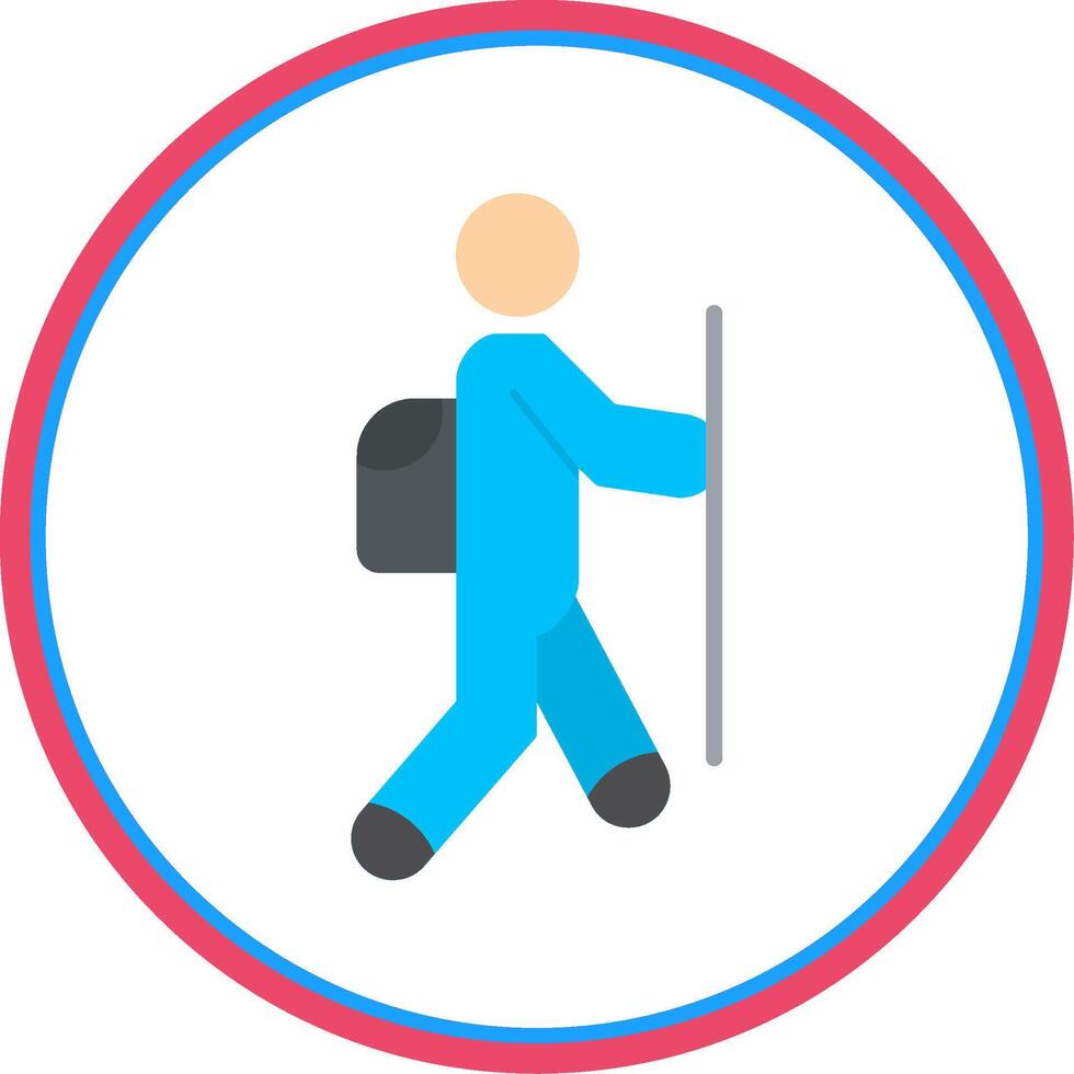 Hiker Flat Circle Icon vector