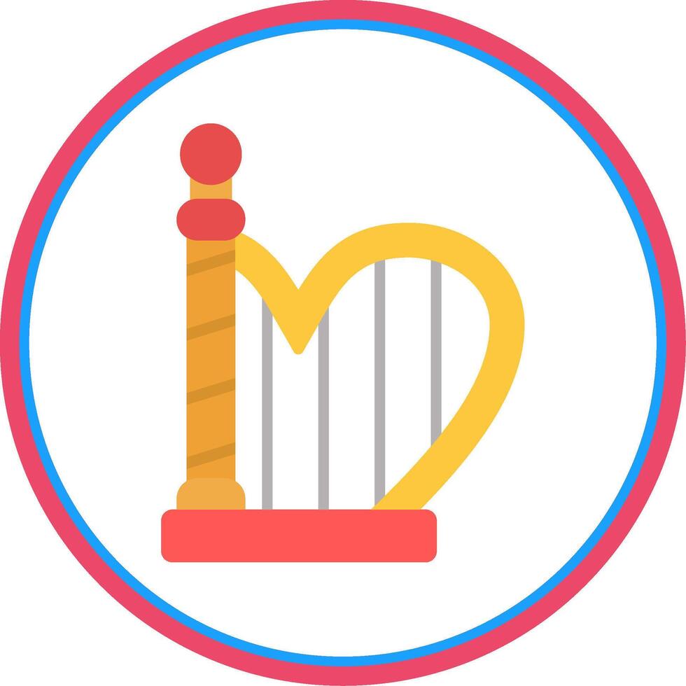 Harp Flat Circle Icon vector