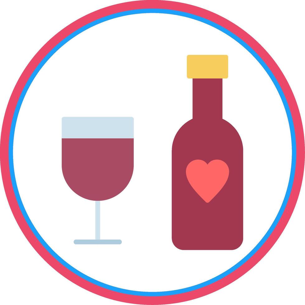 Wine Bottle Flat Circle Icon vector