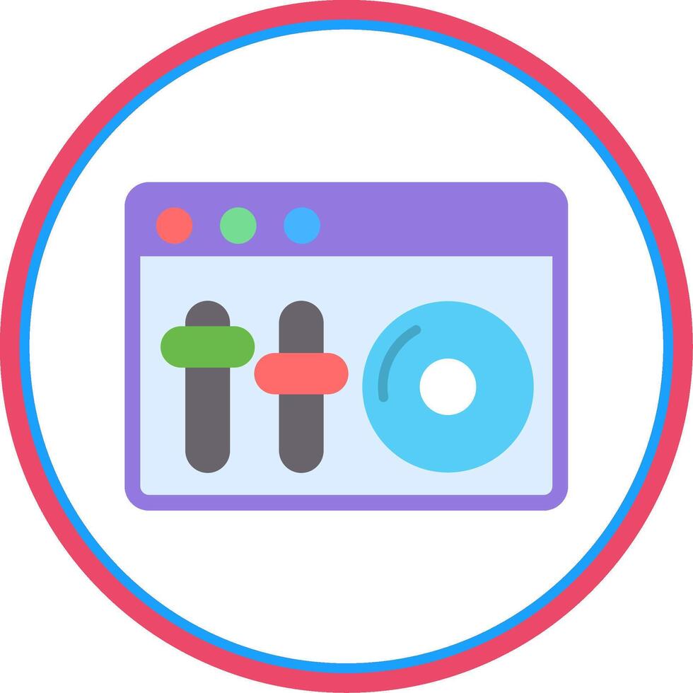 Dj Mixer Flat Circle Icon vector