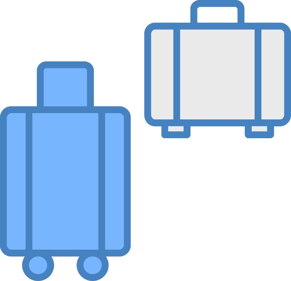 Suitcases Line Filled Blue Icon vector