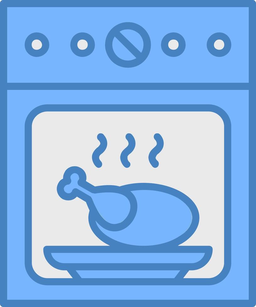 Oven Line Filled Blue Icon vector