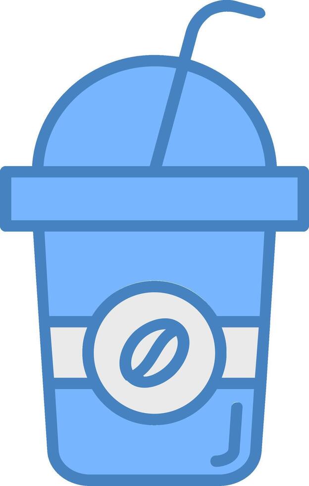 latté línea lleno azul icono vector