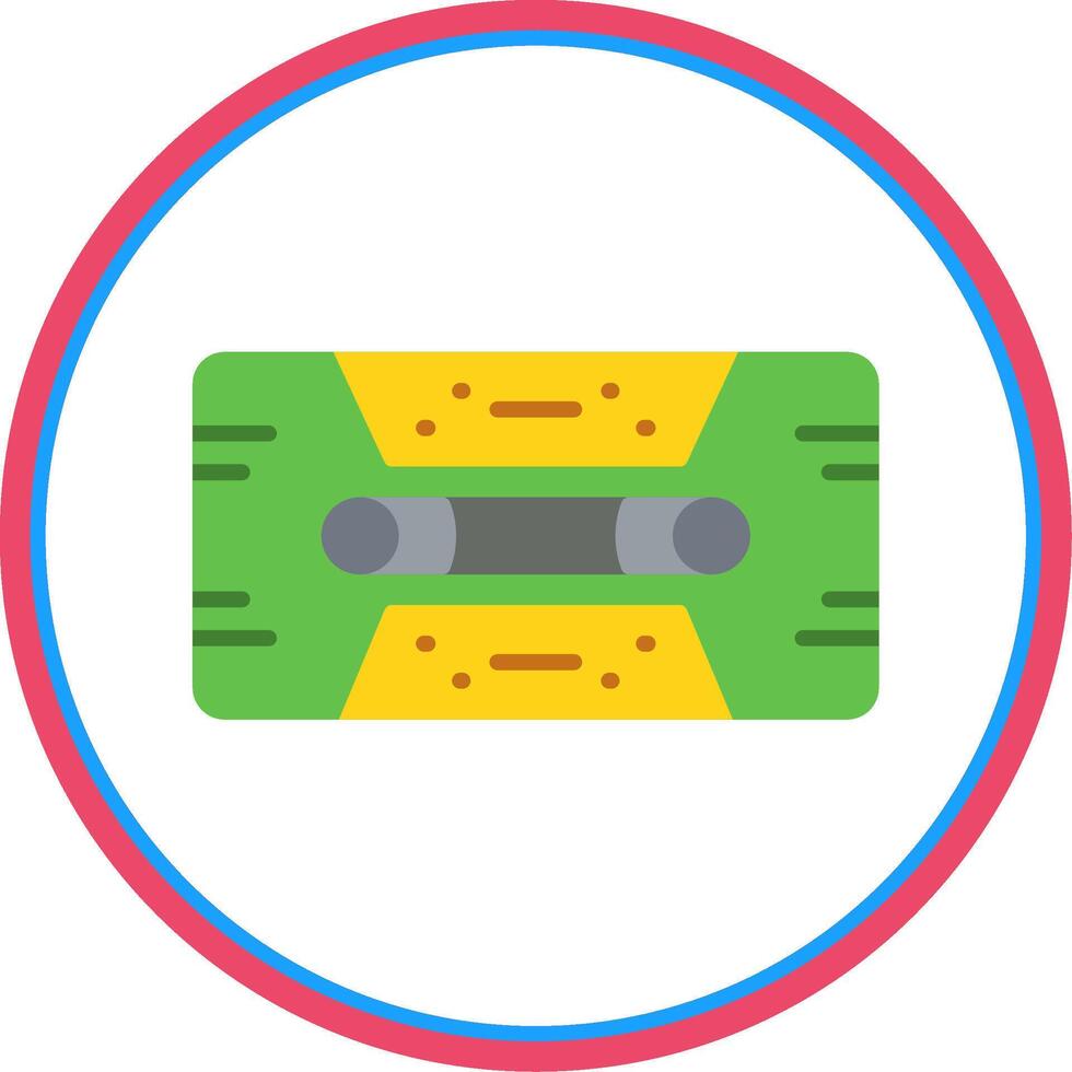 Cassette Tape Flat Circle Icon vector