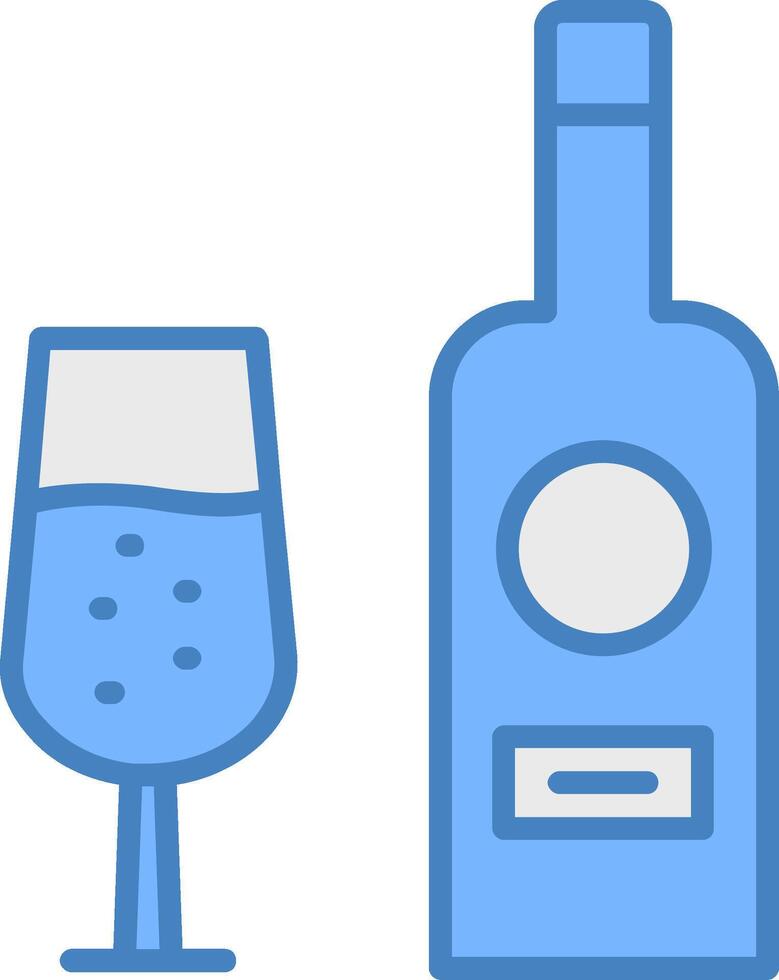 Wine Bottle Line Filled Blue Icon vector