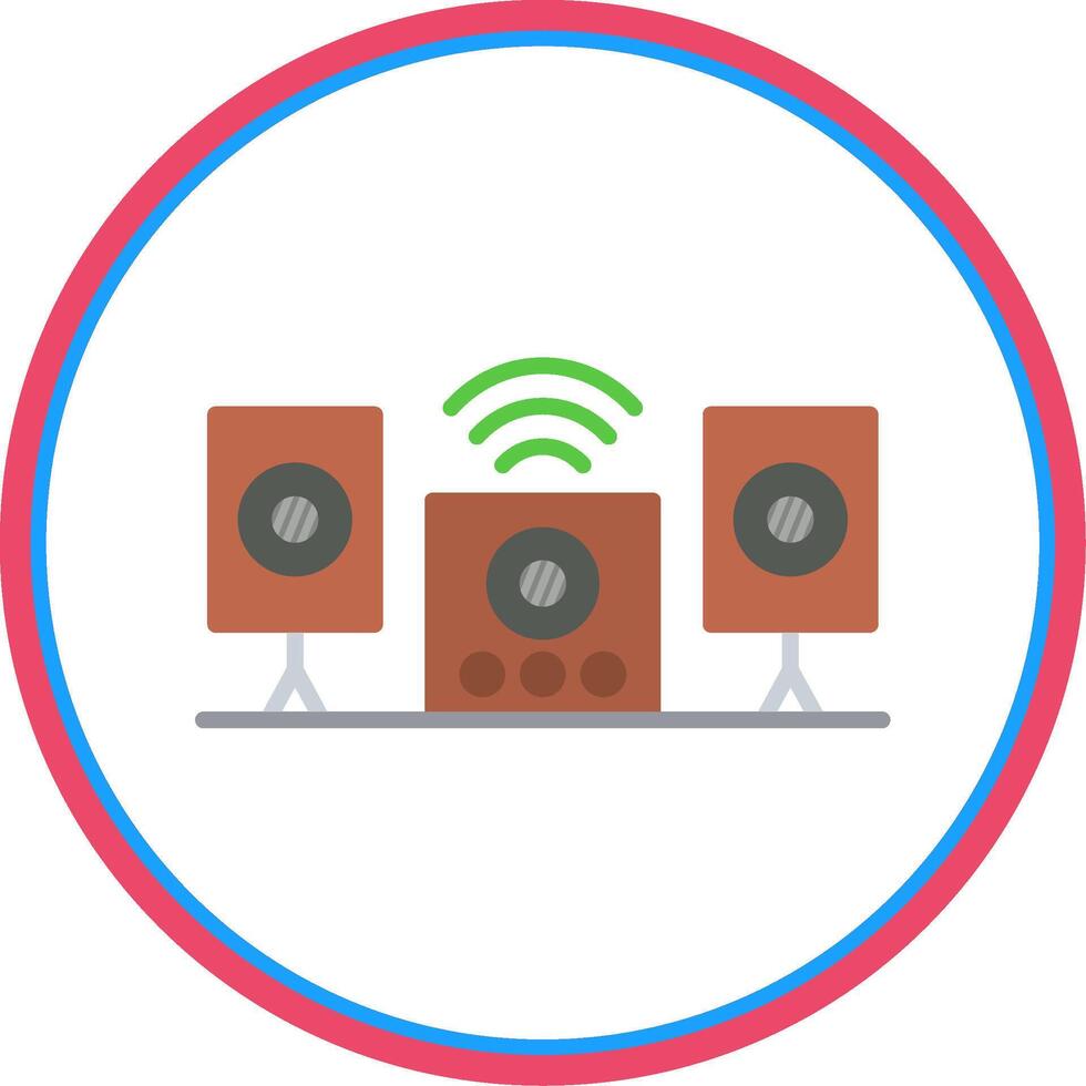 Audio System Flat Circle Icon vector