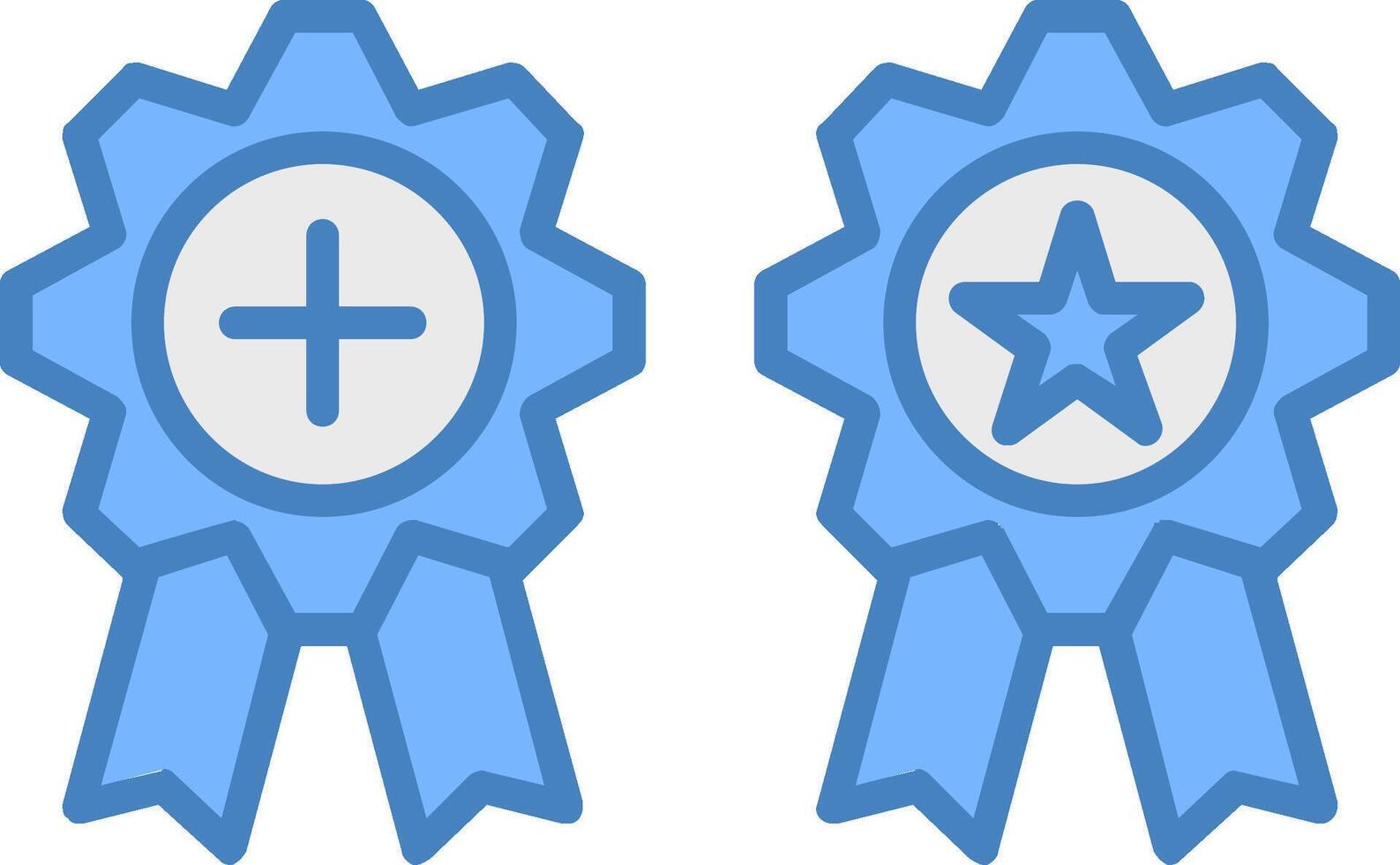 medallas línea lleno azul icono vector