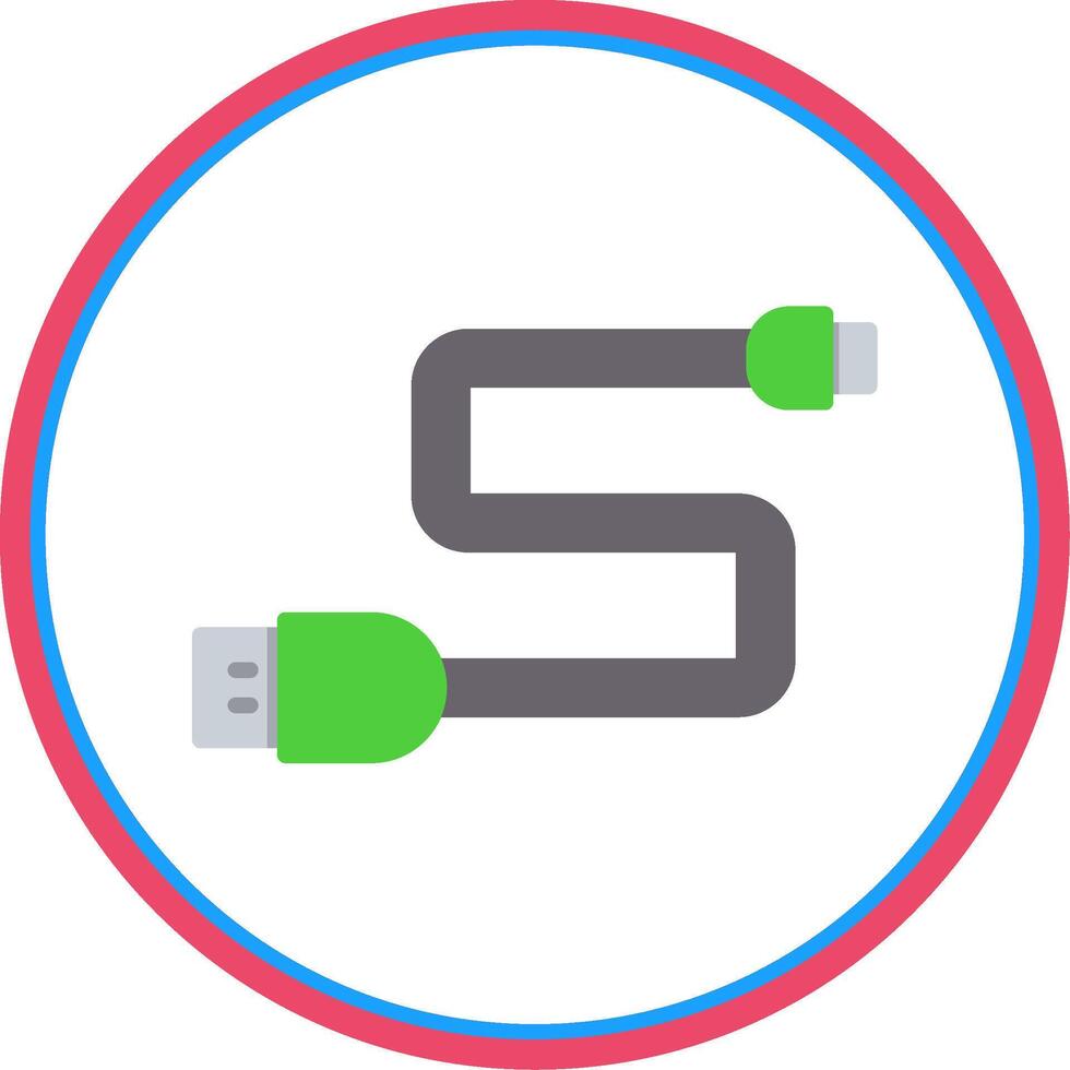 USB cable plano circulo icono vector