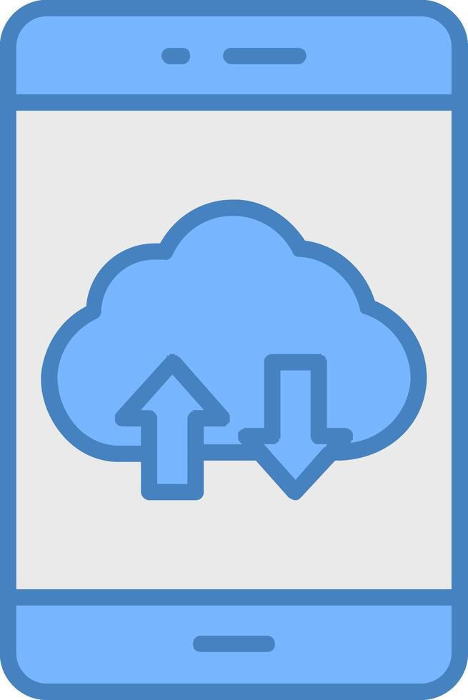 Smartphone Line Filled Blue Icon vector