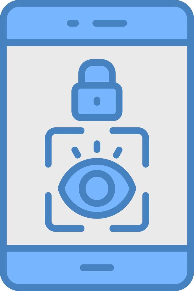 Eye Scanner Line Filled Blue Icon vector