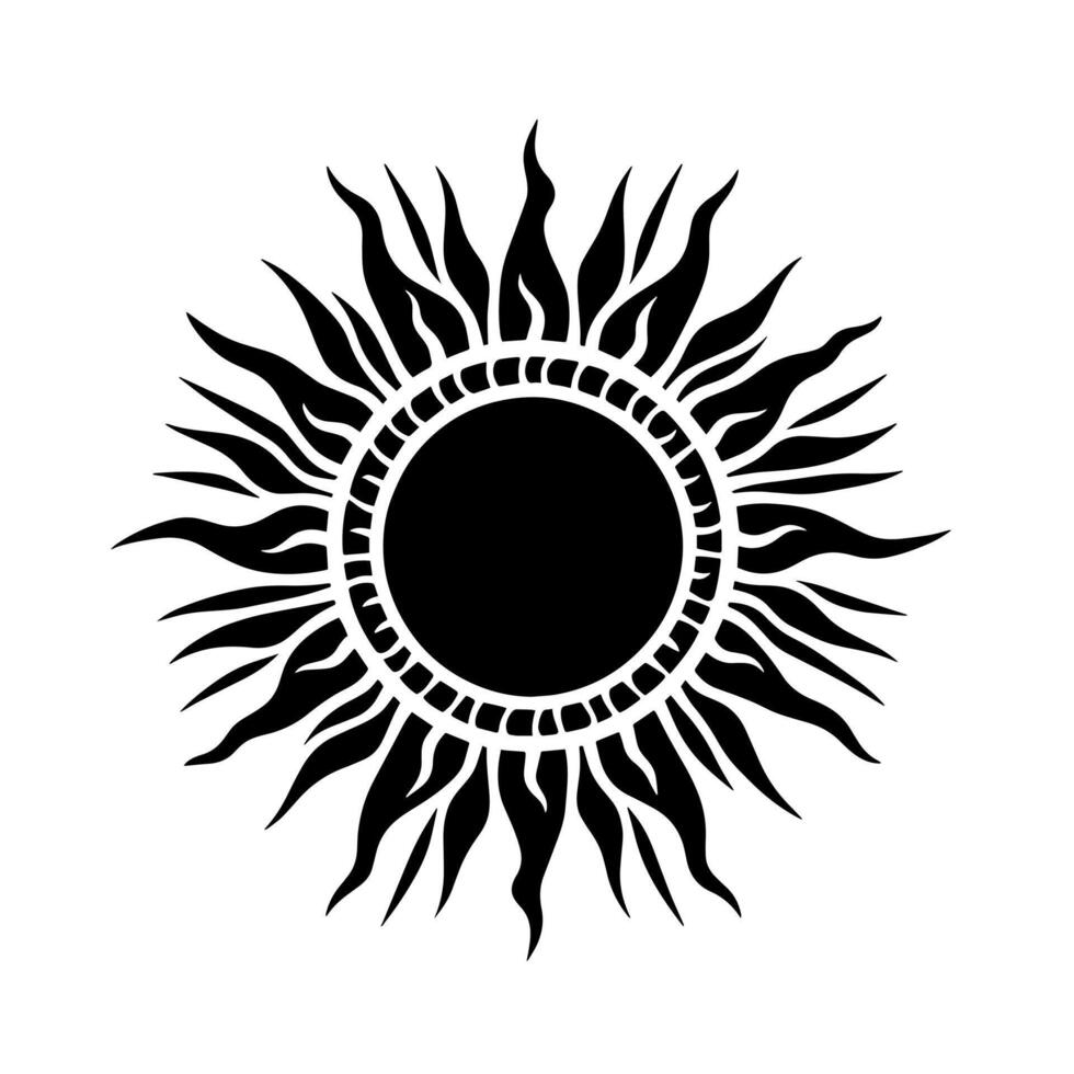 Black and White Illustration of the sun vector