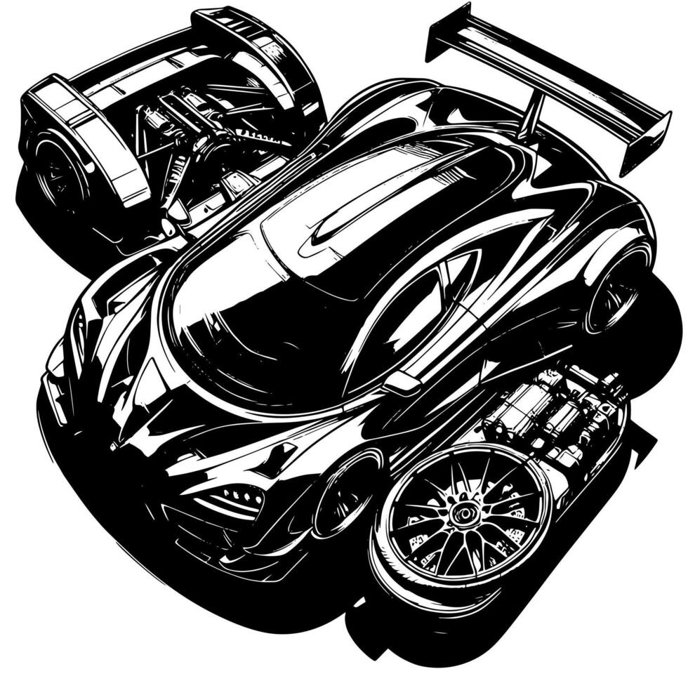 black and white illustration of a Hypercar Sports Car vector