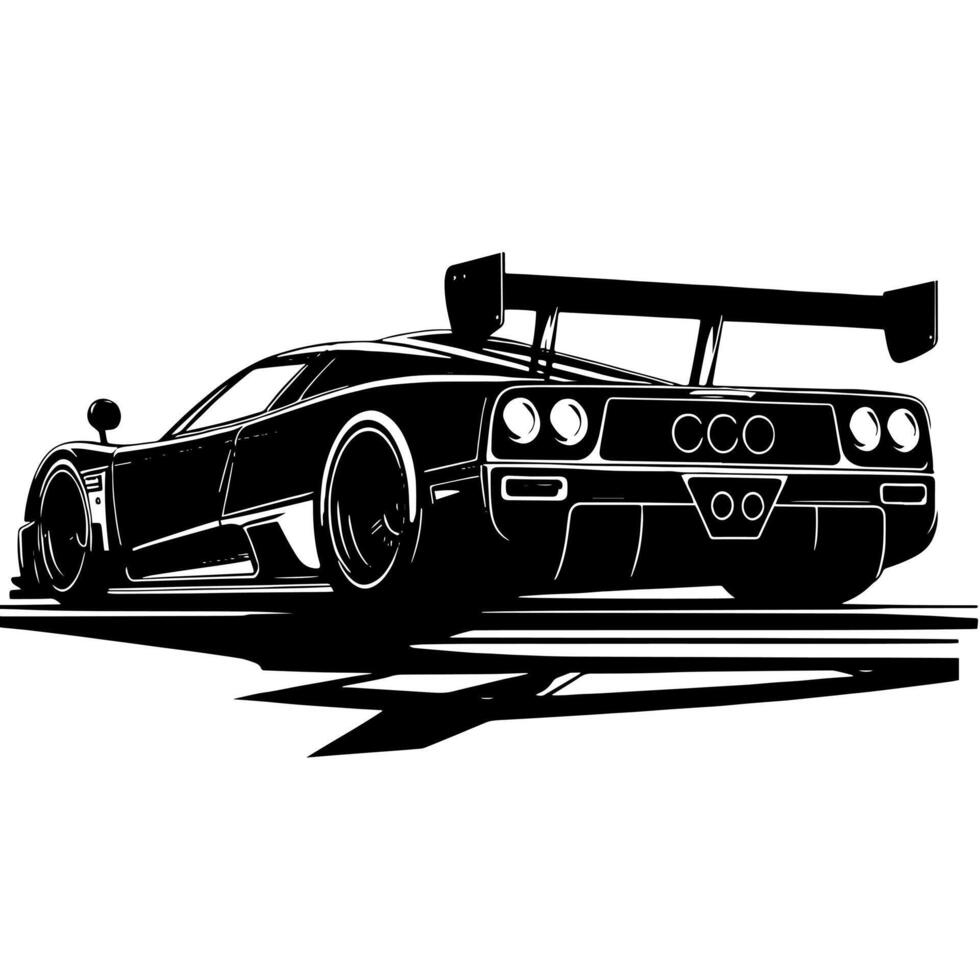 black and white illustration of a Hypercar Sports Car vector