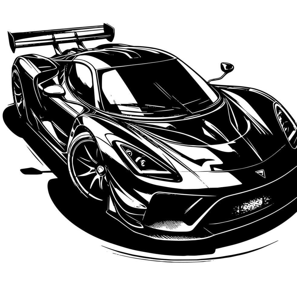 black and white illustration of a Hypercar Sports Car vector