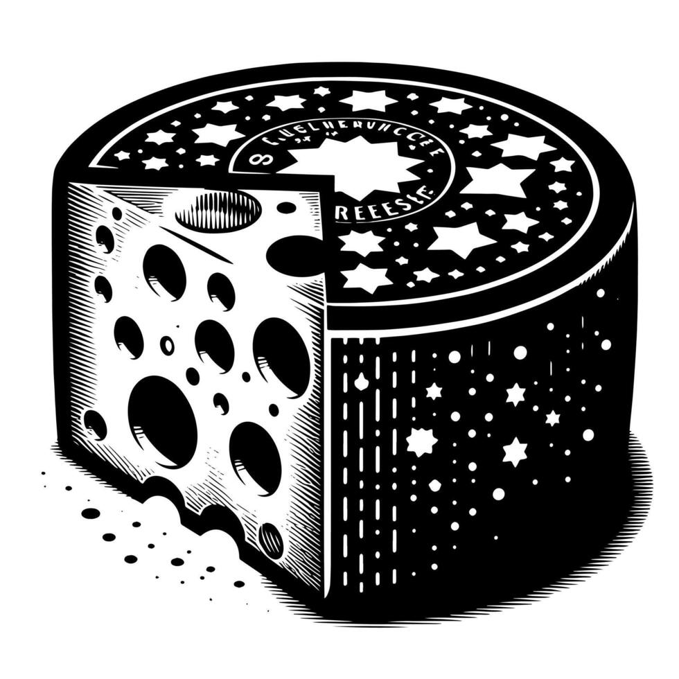 Black and White Illustration of a traditional Swiss Cheese vector