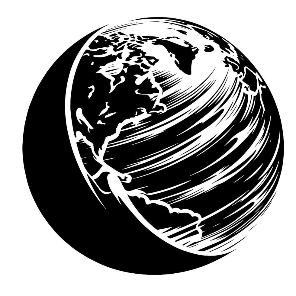 negro y blanco ilustración de el planeta tierra vector