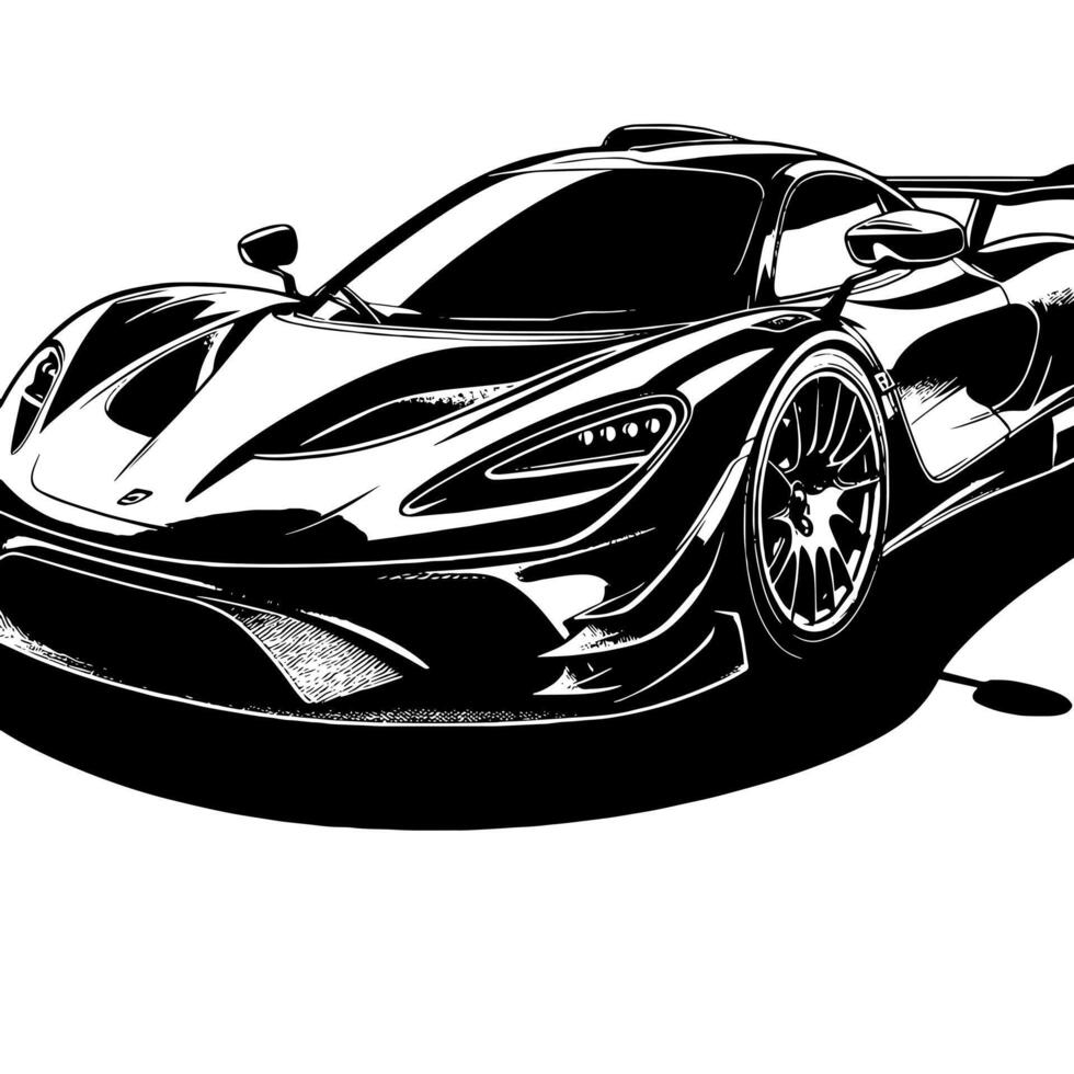 black and white illustration of a Hypercar Sports Car vector