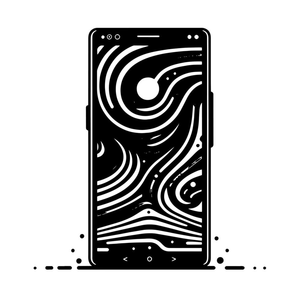 Black and White Illustration of a Smartphone iphone vector
