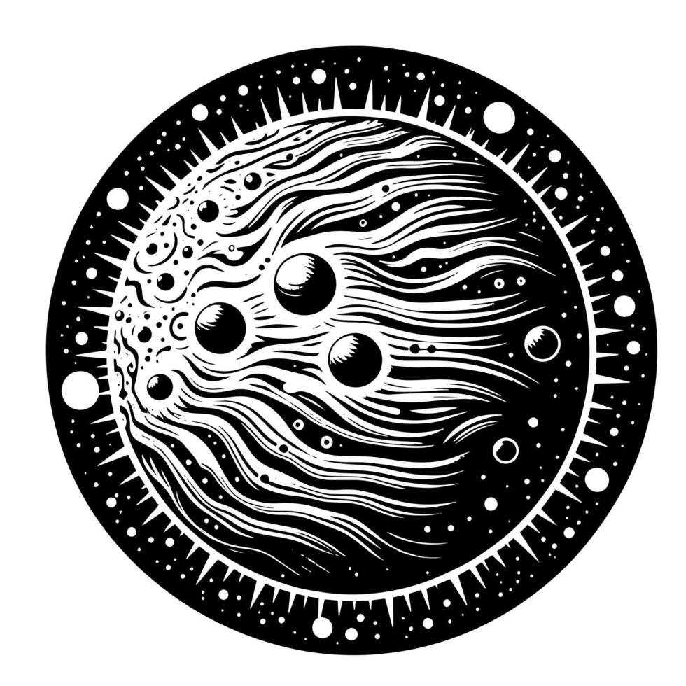 Black and White Illustration of the sun vector