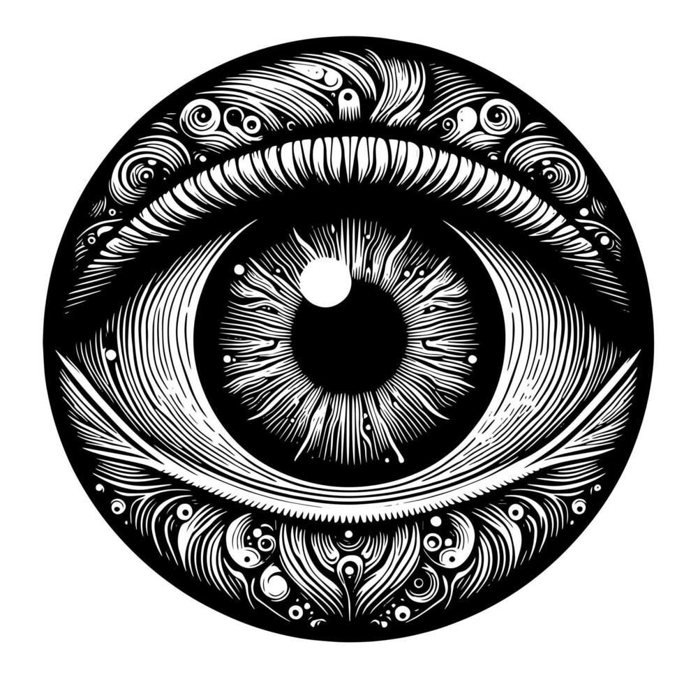 negro y blanco ilustración de el humano ojo iris vector