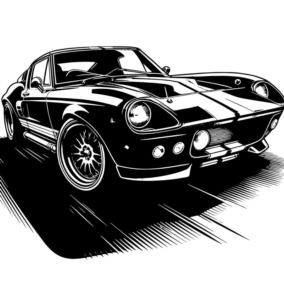 black and white illustration of a Hypercar Sports Car vector