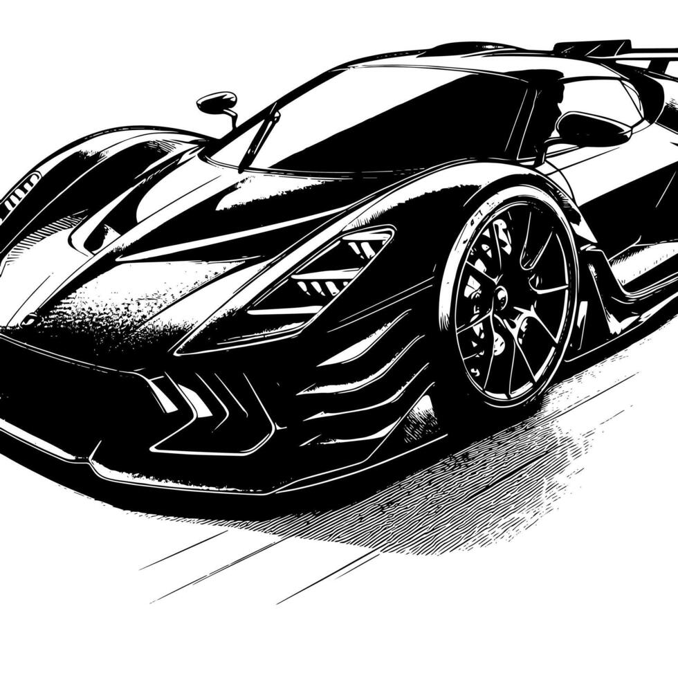 negro y blanco ilustración de un hipercar Deportes coche vector