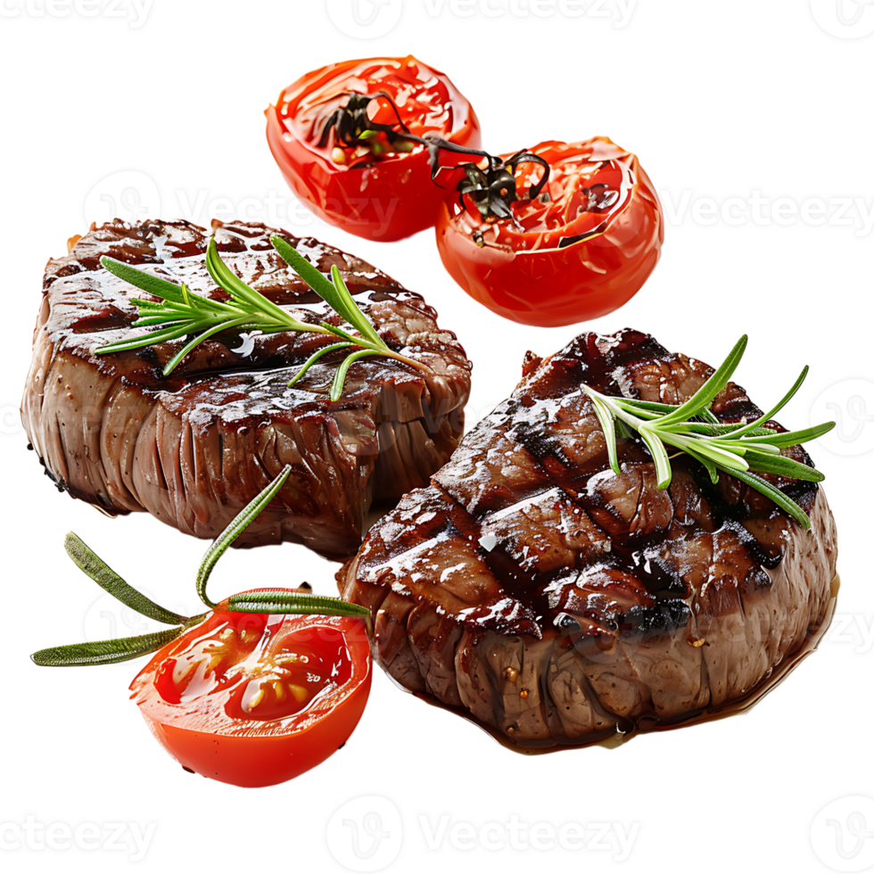 Tasty grilled beef fillet steak on isolated transparent background png