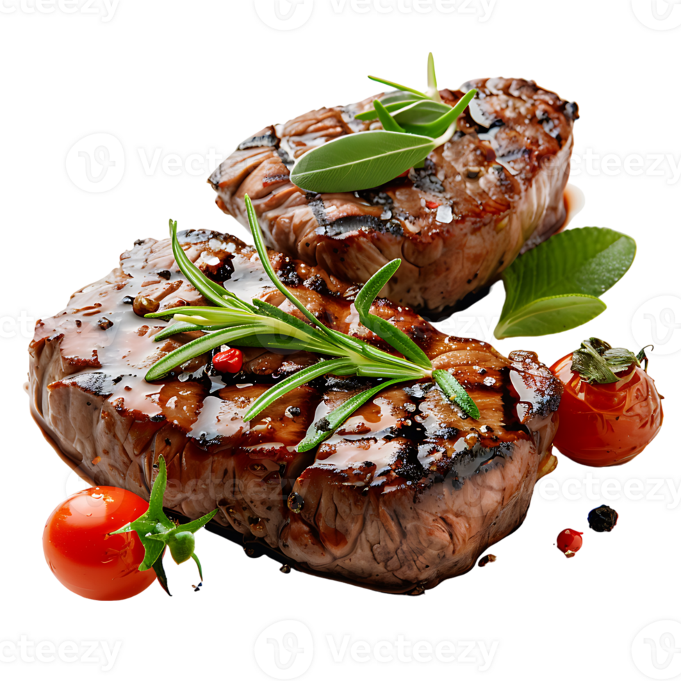 Tasty grilled beef fillet steak on isolated transparent background png