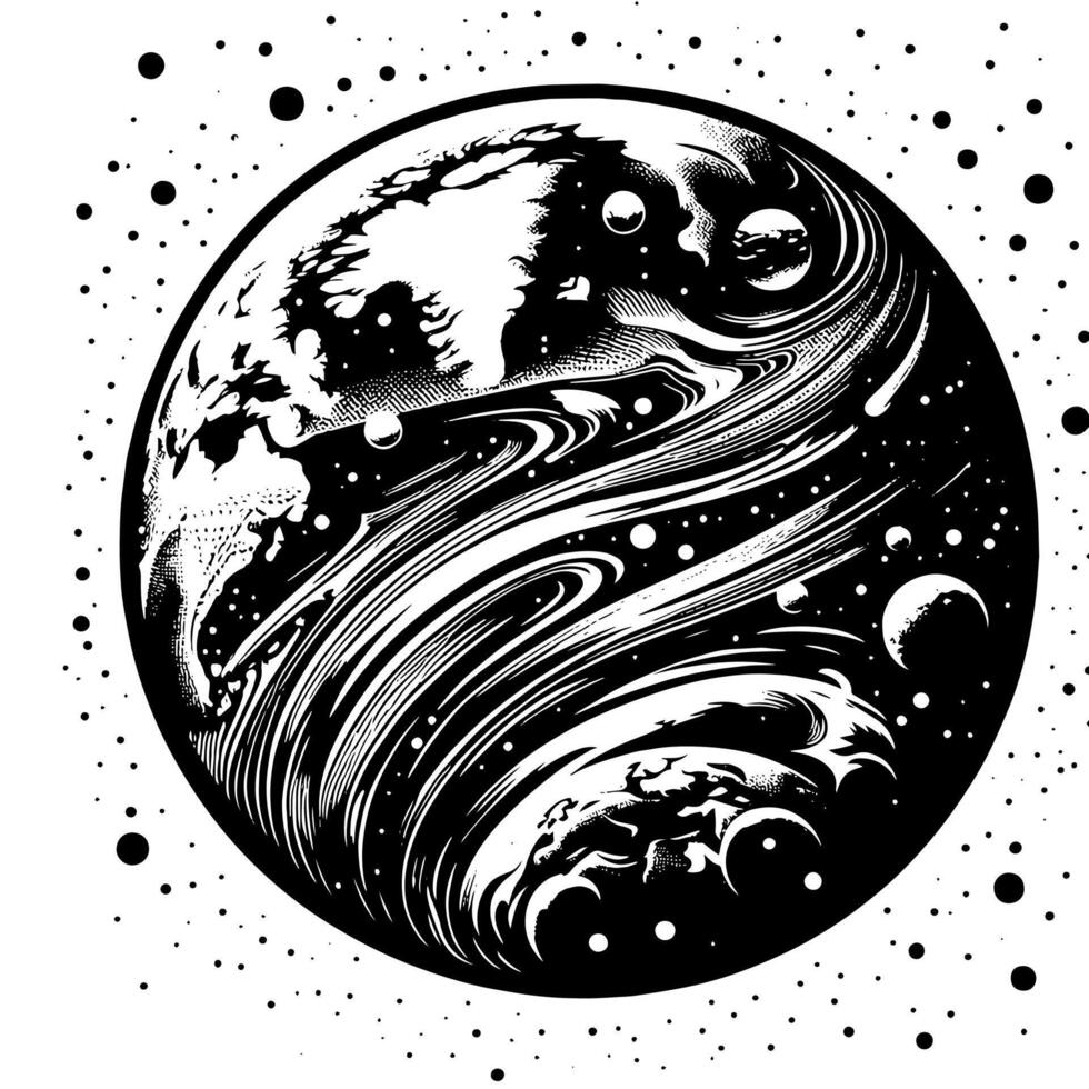 negro y blanco ilustración de el planeta tierra vector