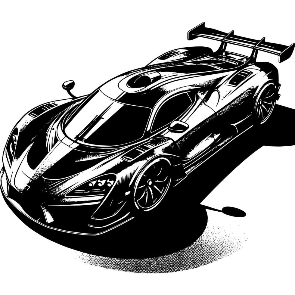 black and white illustration of a Hypercar Sports Car vector