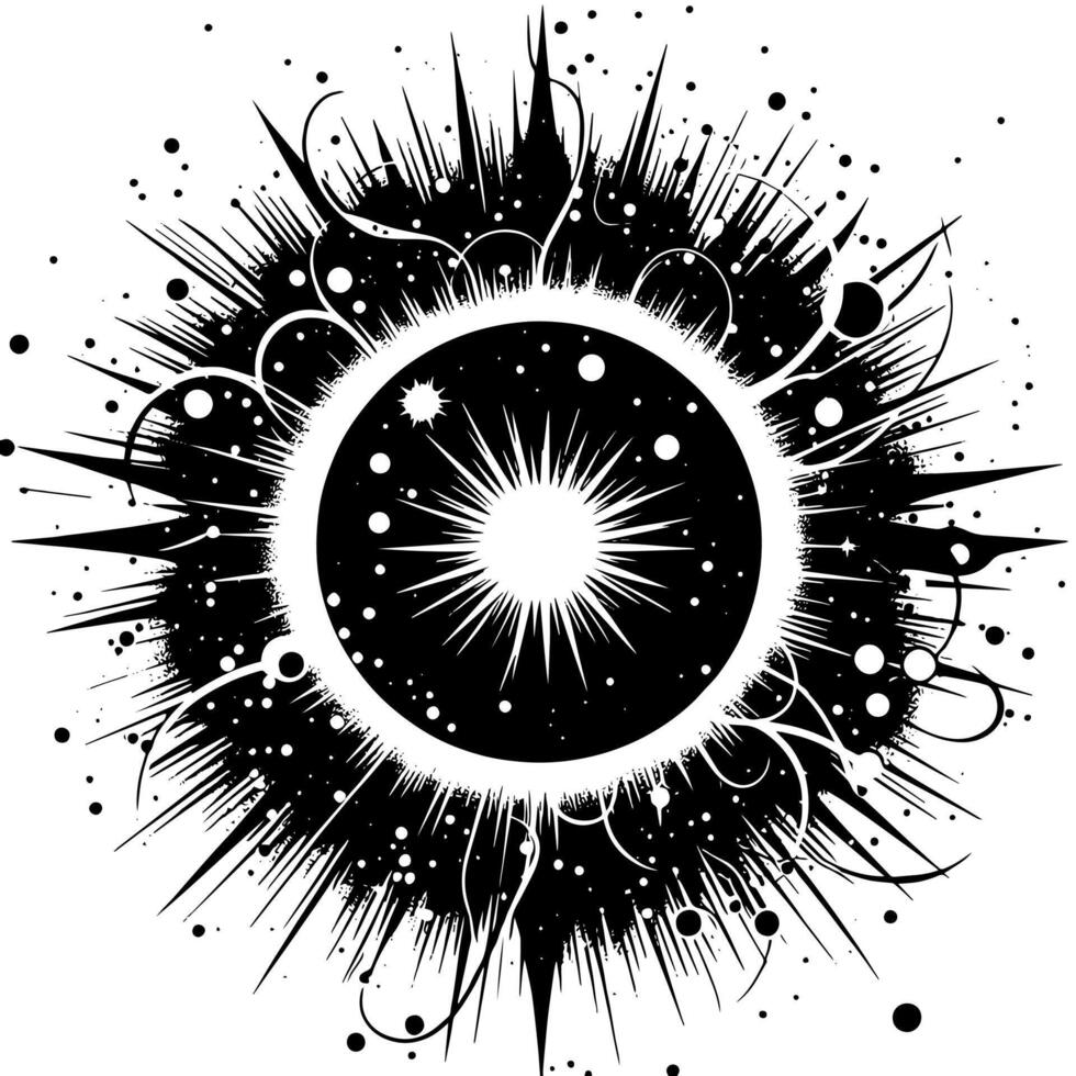 Black and White Illustration of the sun vector