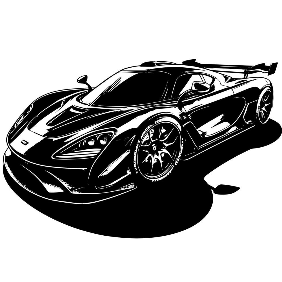 black and white illustration of a Hypercar Sports Car vector