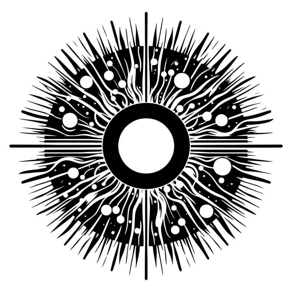 Black and White Illustration of the sun vector