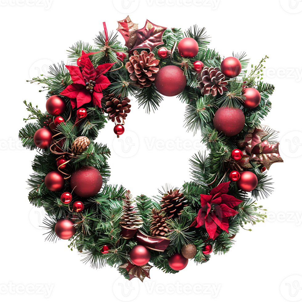 Christmas wreath on isolated transparent background png