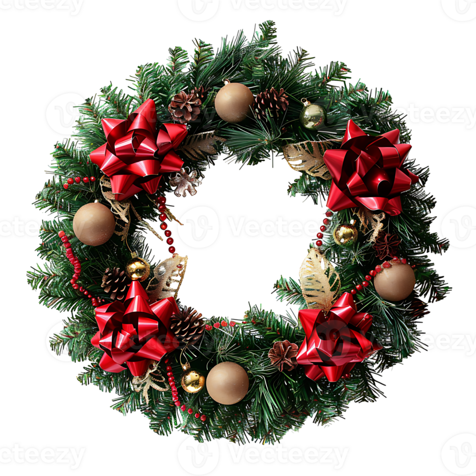 Christmas wreath on isolated transparent background png