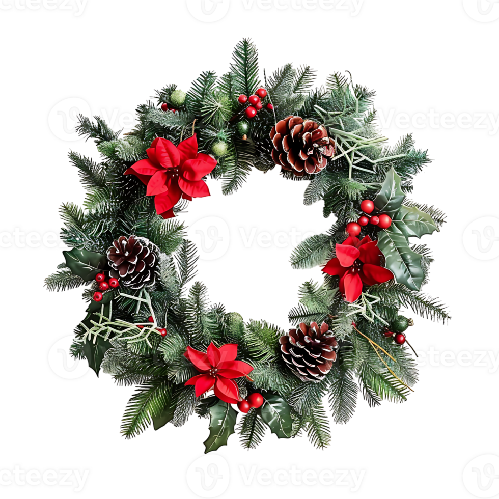Christmas wreath on isolated transparent background png
