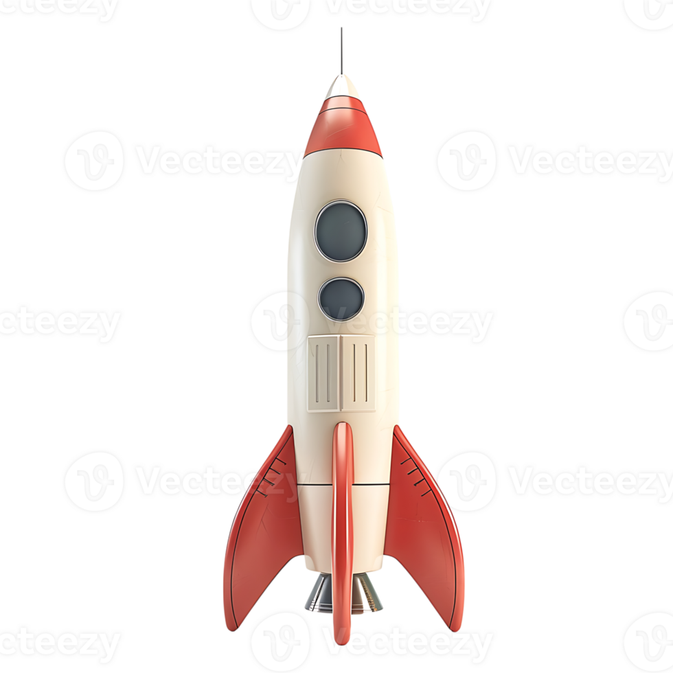 3d render rocket on isolated transparent background png