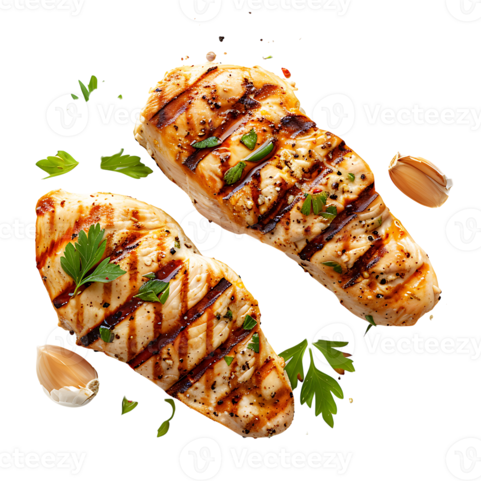 Grilled chicken on isolated transparent background png