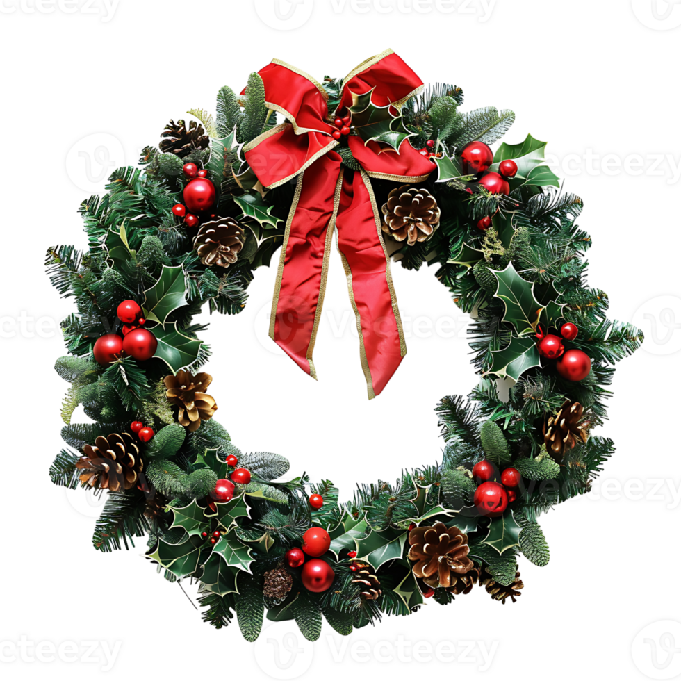 Christmas wreath on isolated transparent background png