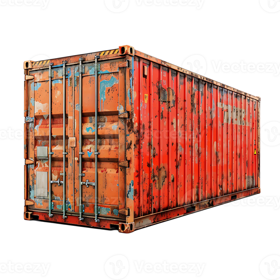 Shipping container on isolated transparent background png