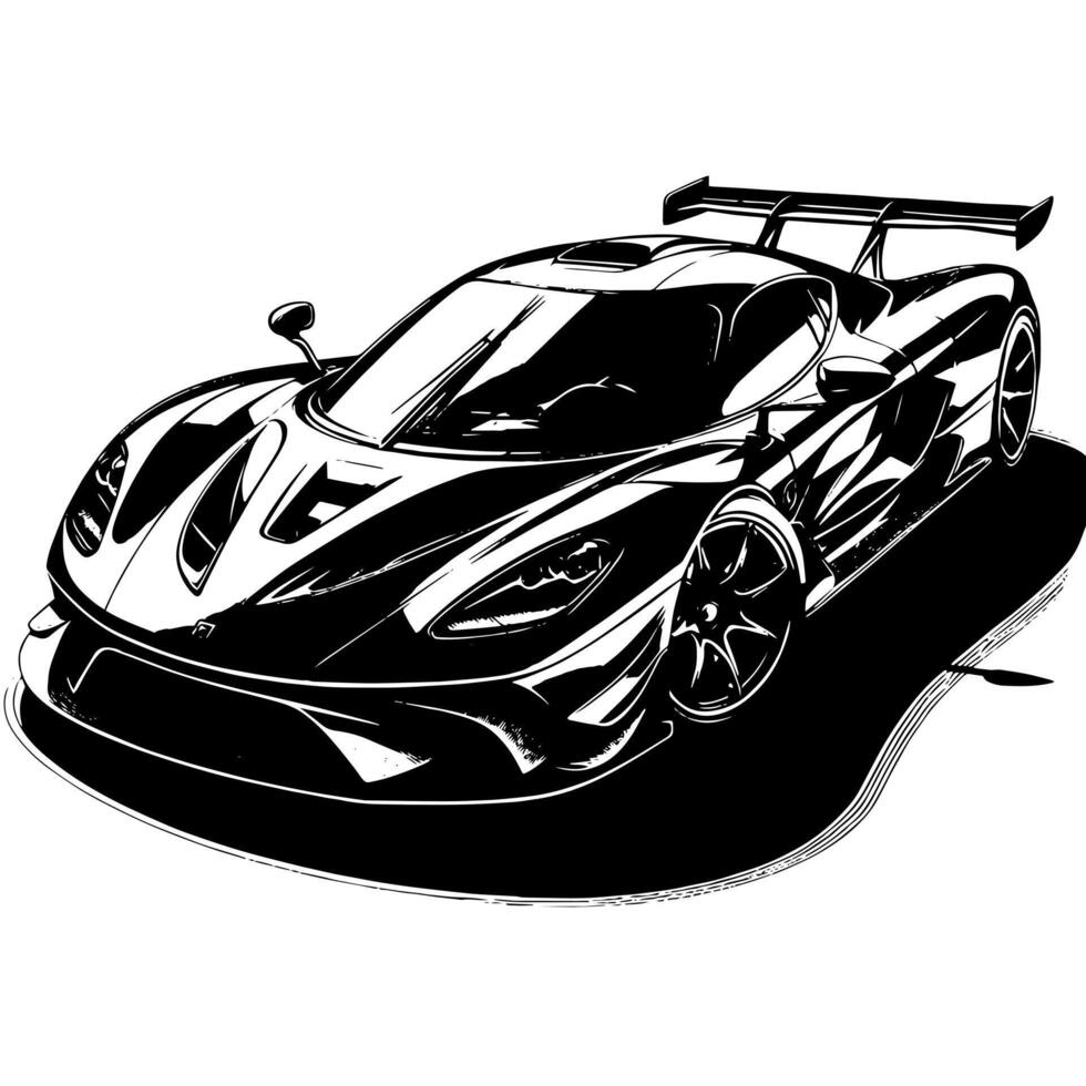 black and white illustration of a Hypercar Sports Car vector