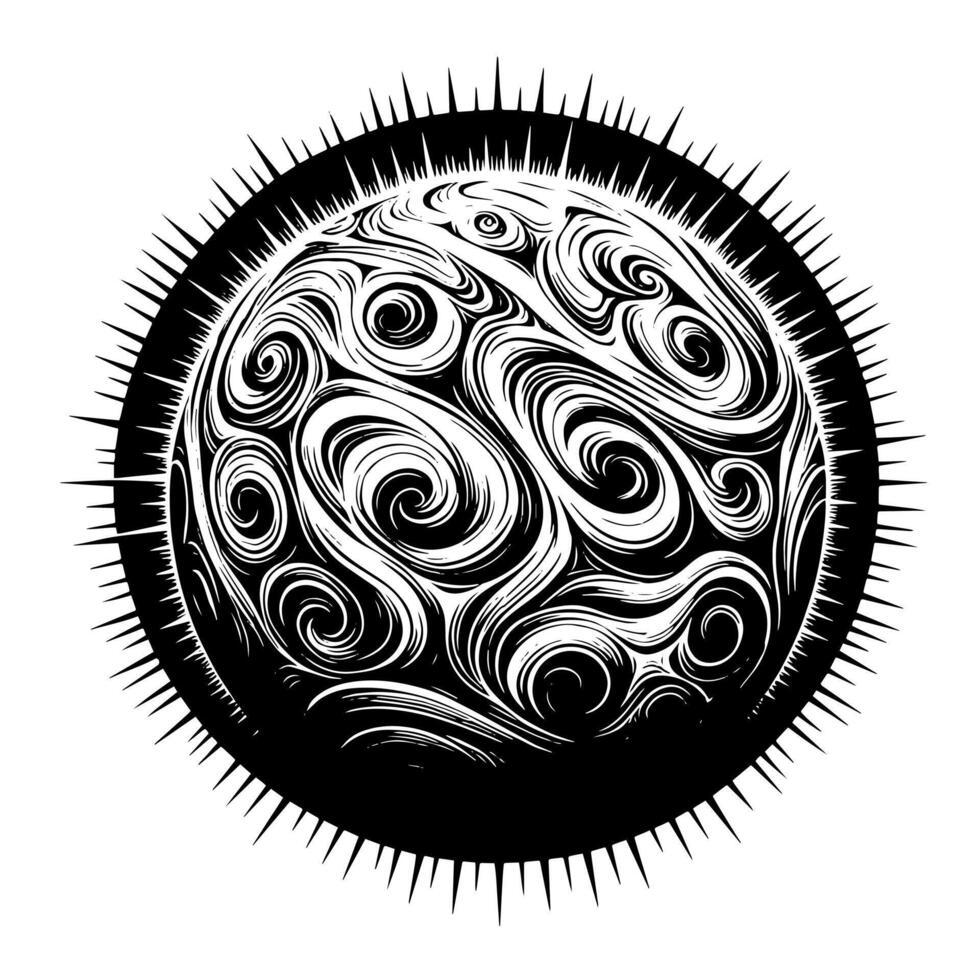 Black and White Illustration of the sun vector