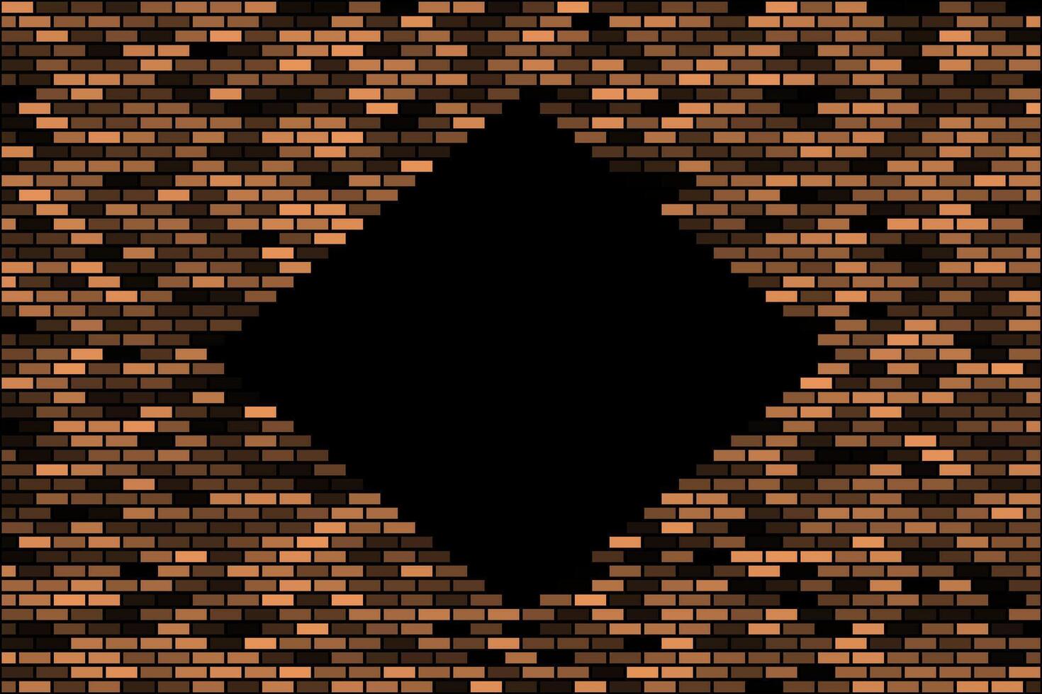 Light brown brick wall with hole abstract background vector