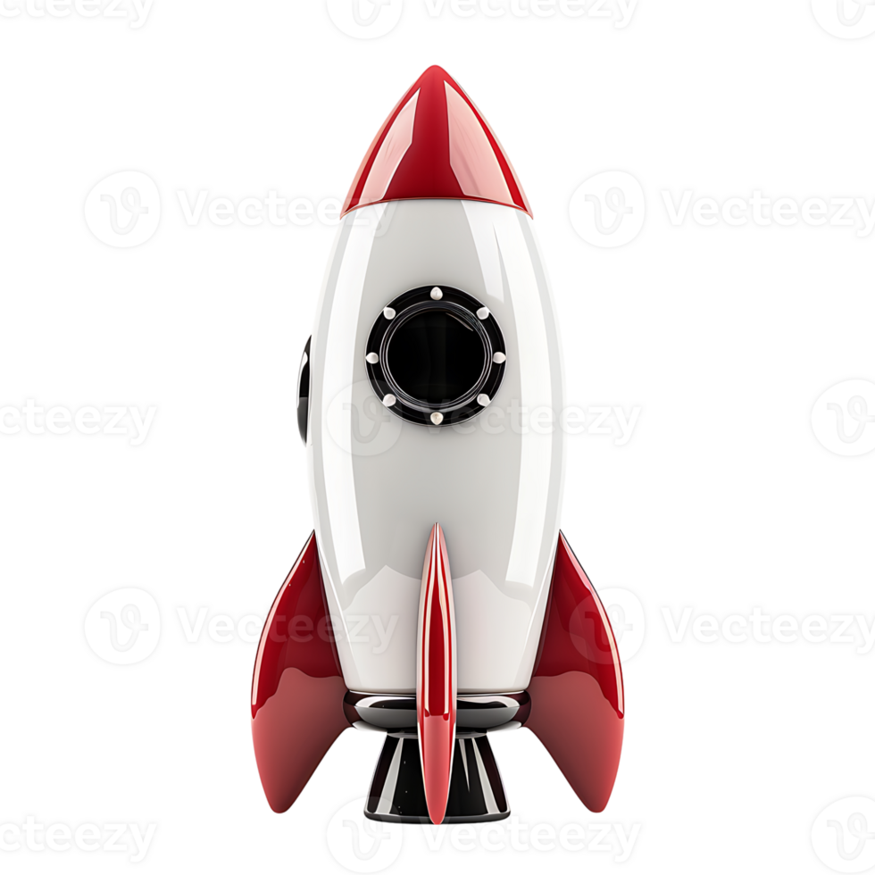 3d render rocket on isolated transparent background png