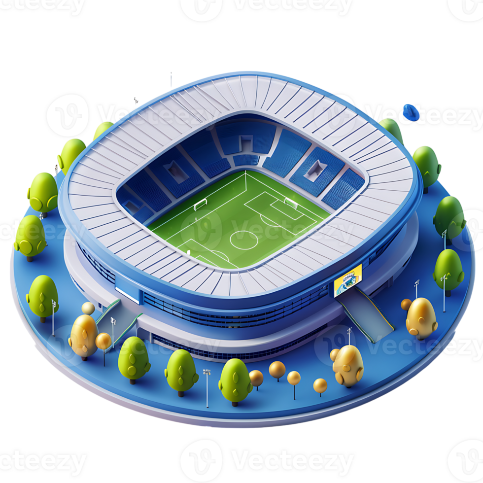 Beautiful 3d isometric stadium on isolated transparent background png