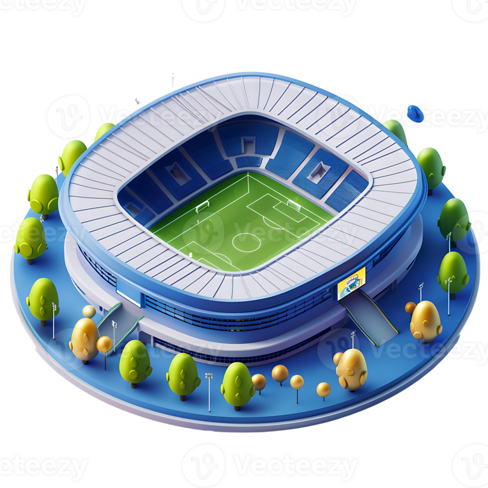 magnifique 3d isométrique stade sur isolé transparent Contexte png