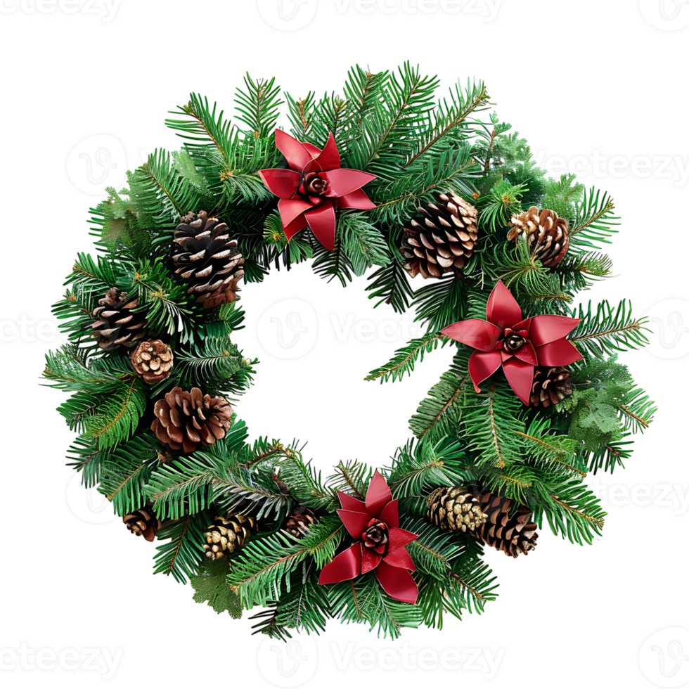 Christmas wreath on isolated transparent background png