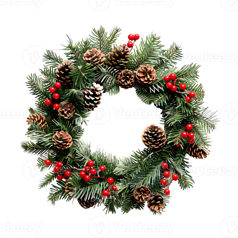 Christmas wreath on isolated transparent background png
