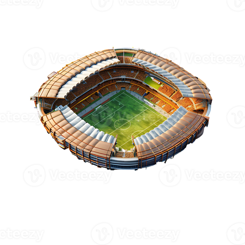 Beautiful 3d isometric stadium on isolated transparent background png